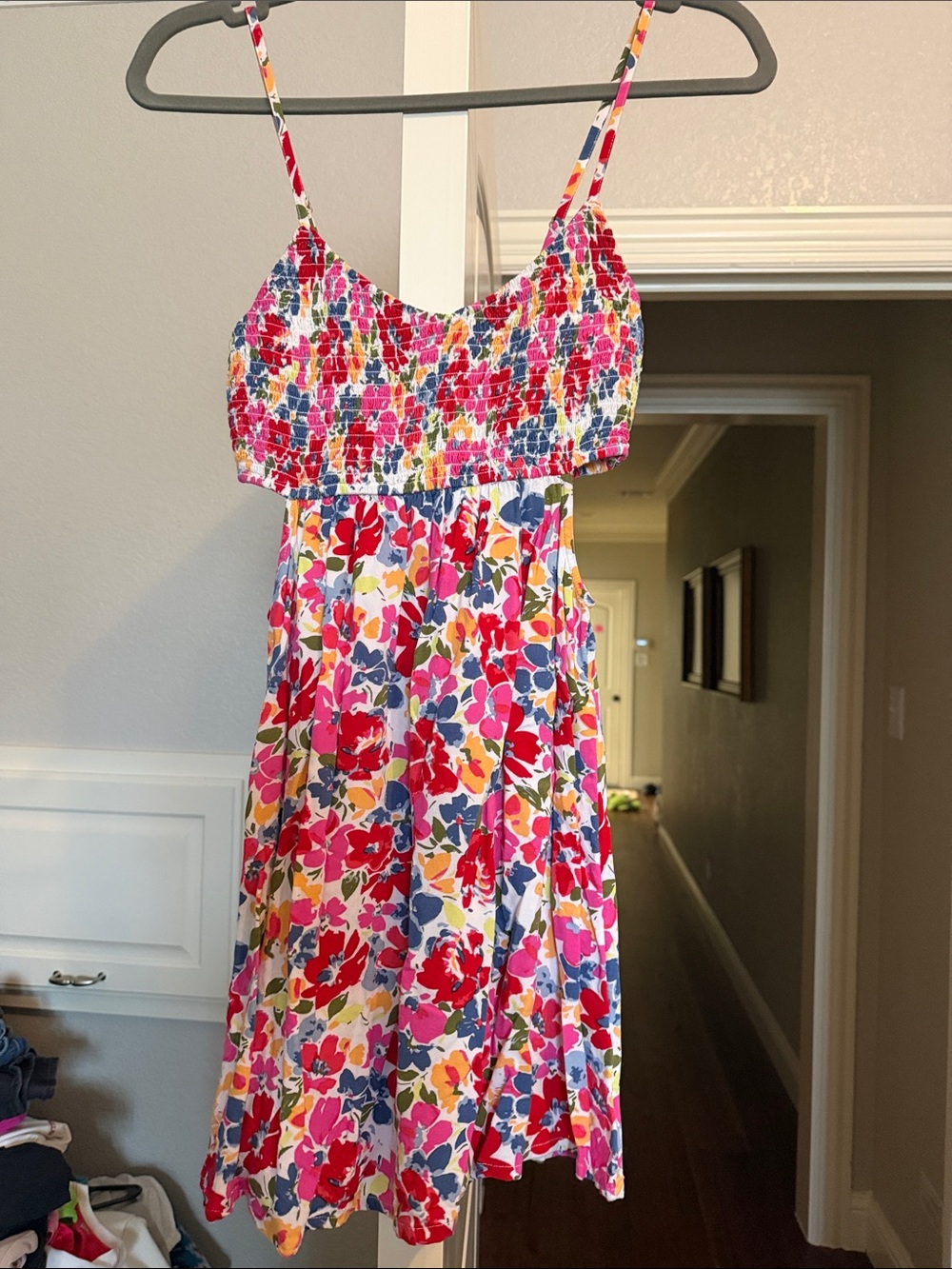 Mini Floral Smocked Cutout Sundress Roxy Size XS - Picture 2 of 4